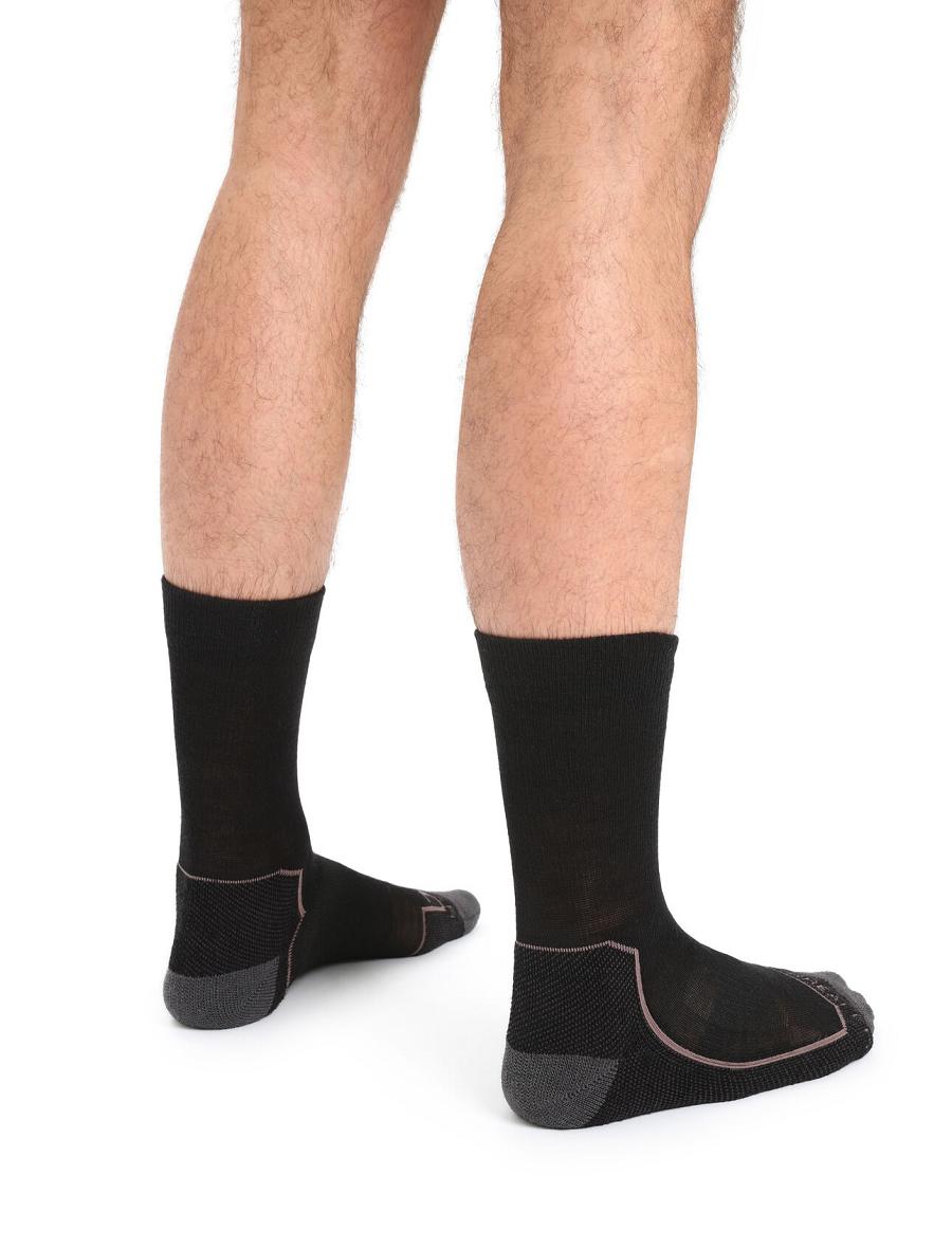 Black / Mink Men's Icebreaker Merino Hike+ Light Crew Socks | USA 1041GSOL